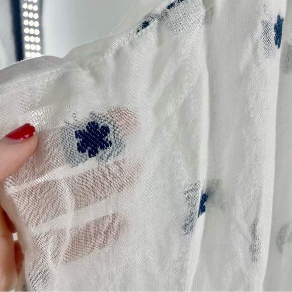 J. Crew Embroidered Beach Poncho Coastal Boho Open Front Kimono White Cover Up - Picture 5 of 10